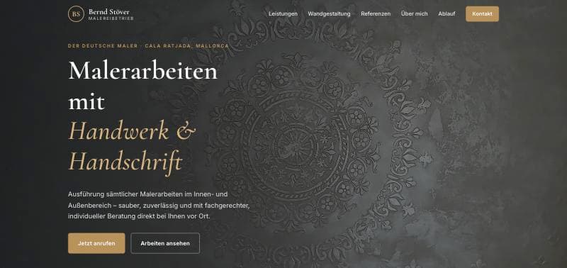 Portada de la web de Bernd Stöver Malereibetrieb